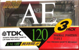 3 pack TDK AE 120 "AE-120X3R" Type I Normal 1994 Japan