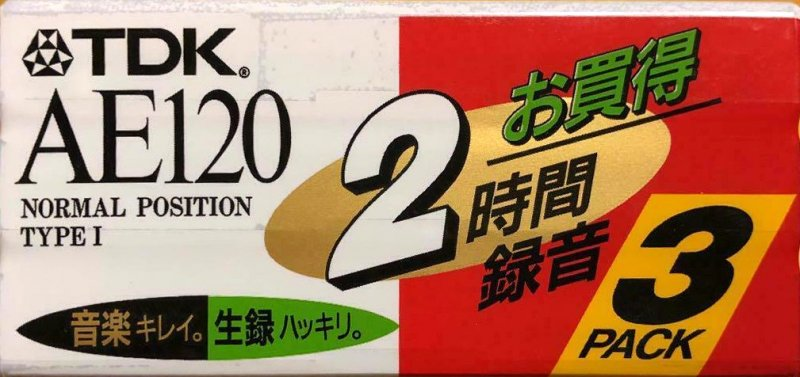 3 pack TDK AE 120 "AE-120X3R" Type I Normal 1994 Japan