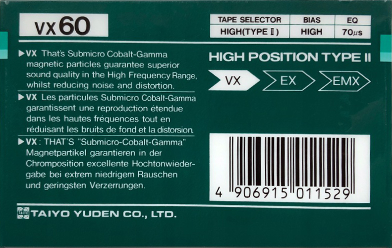 Compact Cassette Thats VX 60 Type II Chrome 1987 Europe