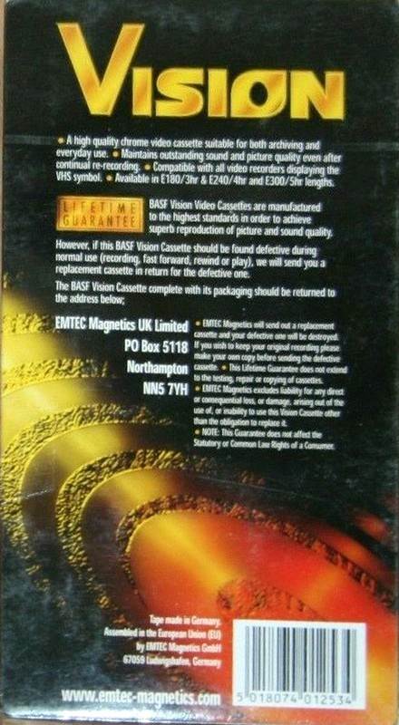 VHS, Video Home System Emtec Vision 180 Type II Chrome 2002 UK