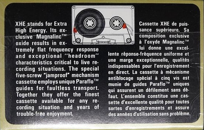 Compact Cassette Audio Magnetics XHE 90 Type I Normal 1979 USA