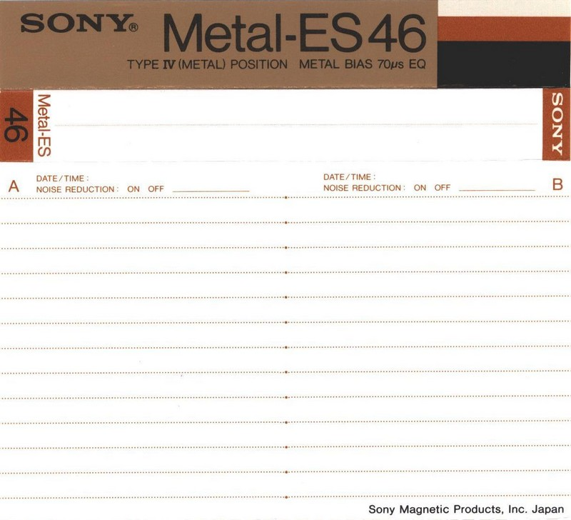 Compact Cassette Sony Metal-ES 46 Type IV Metal 1985 Europe