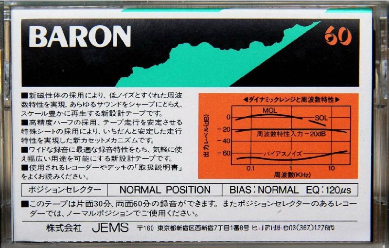 Compact Cassette Baron KL 60 Type I Normal 1986 Japan