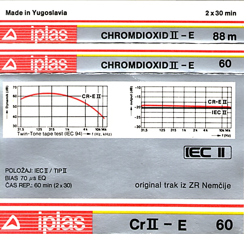 Compact Cassette Iplas 60 Type II Chrome 1990 Yugoslavia