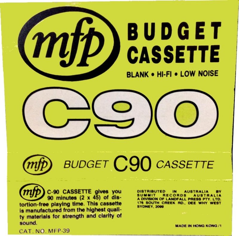 Compact Cassette Music For Pleasure 90 "Budget cassette" Type I Normal Australia
