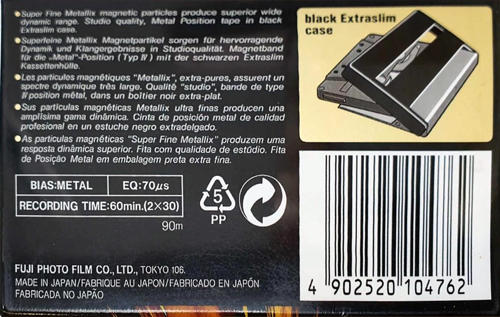 Compact Cassette Fuji Metal Z 60 Type IV Metal 1995 Europe