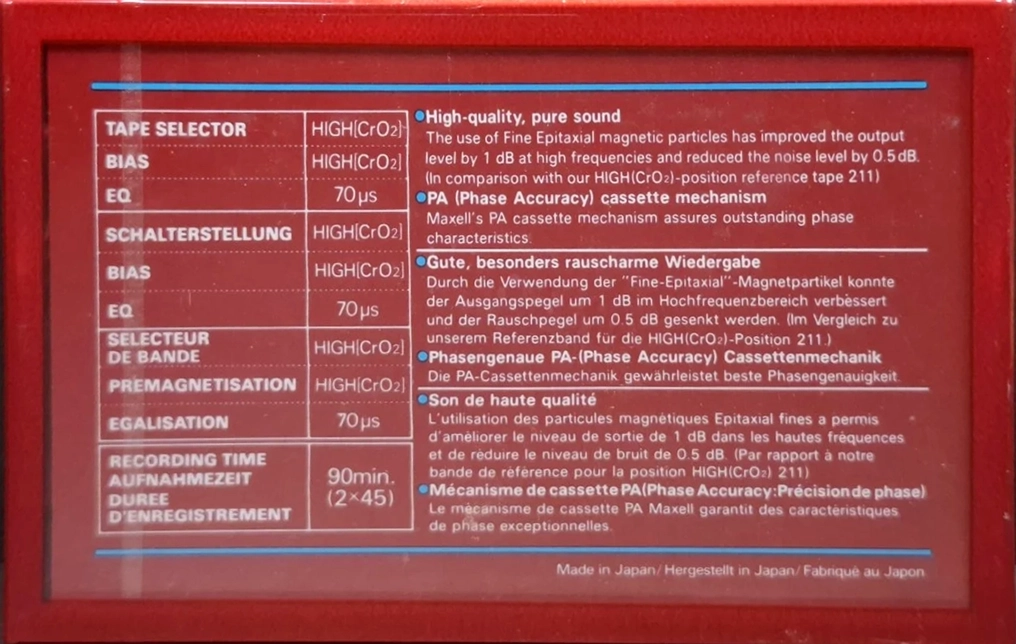 Compact Cassette Maxell UDII / UD2 90 Type II Chrome 1985 Europe