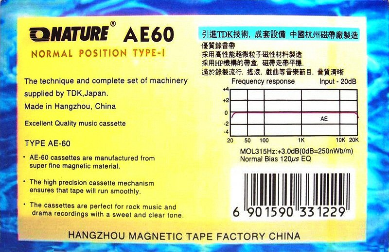 Compact Cassette Nature AE 60 Type I Normal China