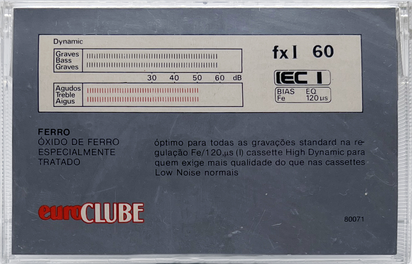 Compact Cassette Euroclube fx I 60 Type I Normal Portugal
