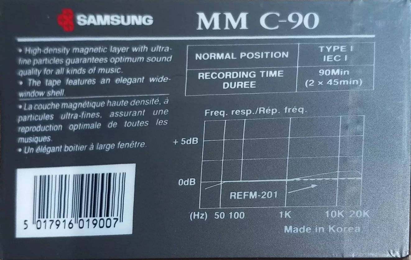 Compact Cassette Samsung MM 90 Type I Normal 1993 Europe