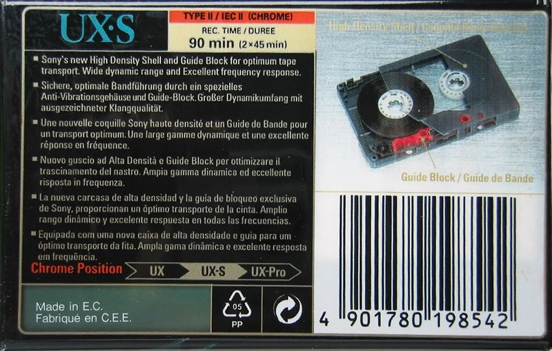 Compact Cassette Sony UX-S 90 Type II Chrome 1996 Europe