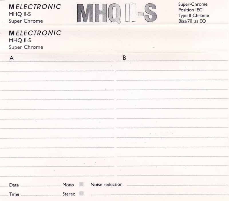 Compact Cassette Melectronic MHQ II-S 90 Type II Chrome 1990 Switzerland