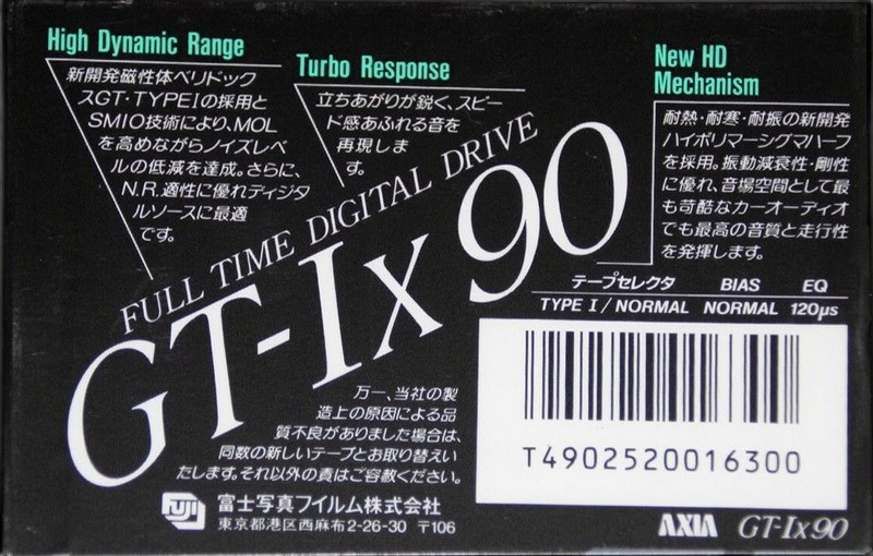 Compact Cassette AXIA GT-Ix 90 Type I Normal 1988 Japan