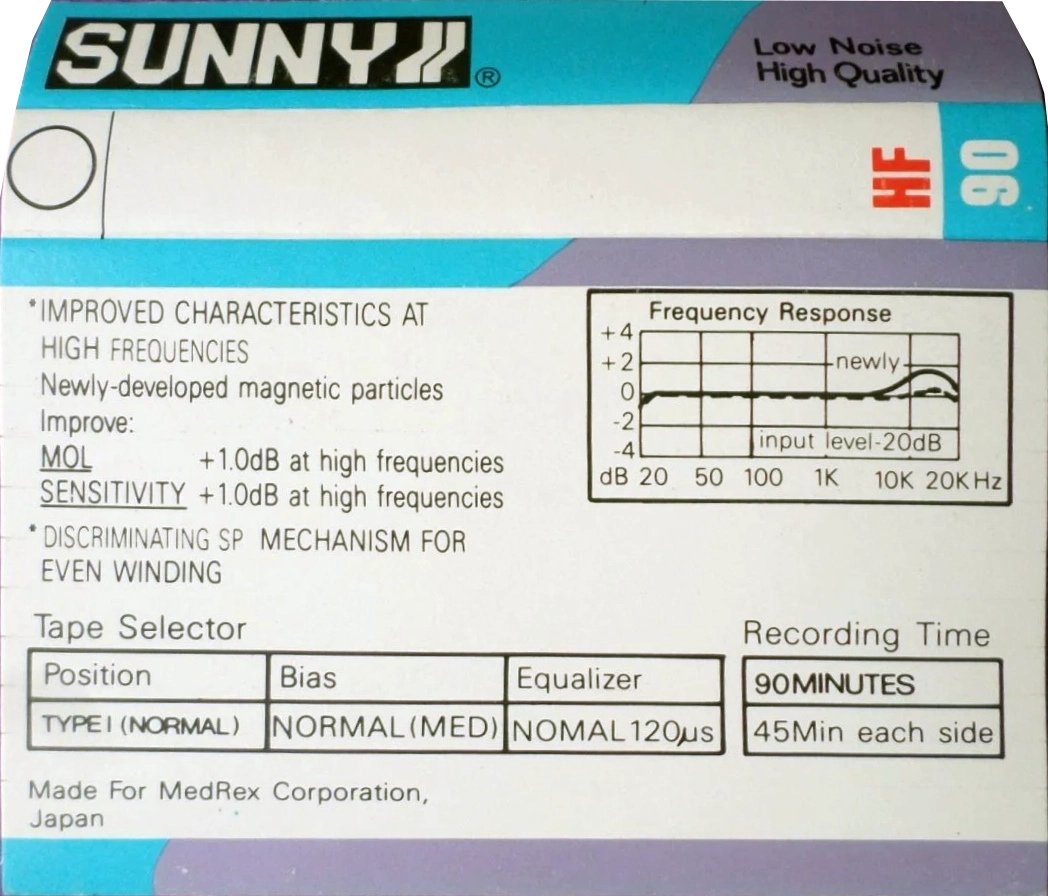 Compact Cassette Sunny 90 "HF" Type I Normal Indonesia