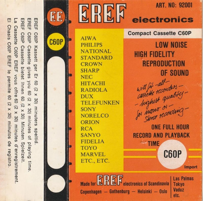 Compact Cassette Eref Electronics 60 "C-60P" Type I Normal Denmark, Finland, Norway, Sweden