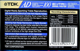 Compact Cassette TDK AD 100 "AD-100" Type I Normal 1997 Europe