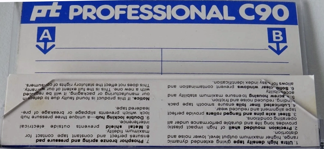 Compact Cassette Pt 90 "Professional" Type I Normal UK