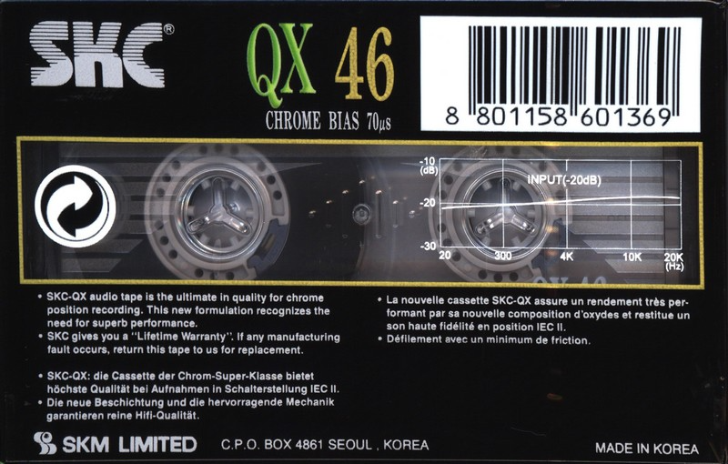 Compact Cassette SKC QX 46 Type II Chrome 1999 Worldwide