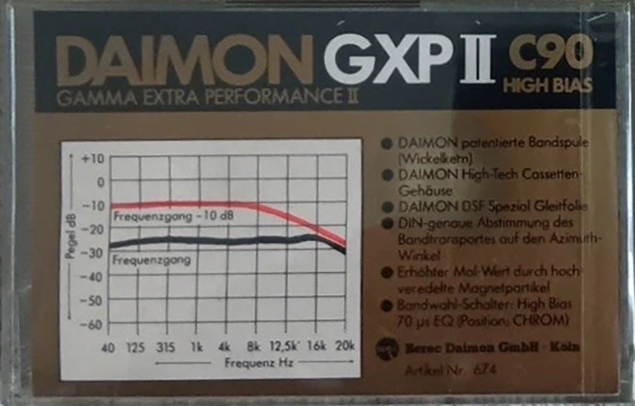Compact Cassette Daimon GXP II 90 Type II Chrome 1981 Germany