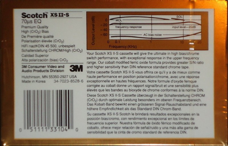 Compact Cassette Scotch XS II-S 90 Type II Chrome 1990 USA