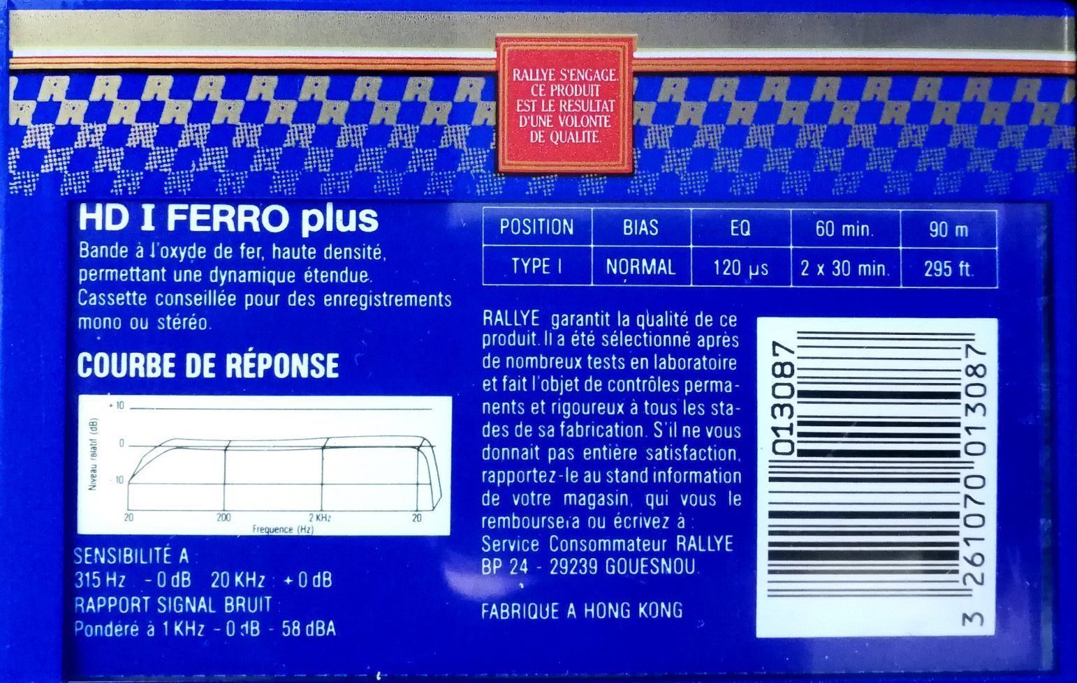 Compact Cassette Rallye HD I 60 Type I Normal 1996 France