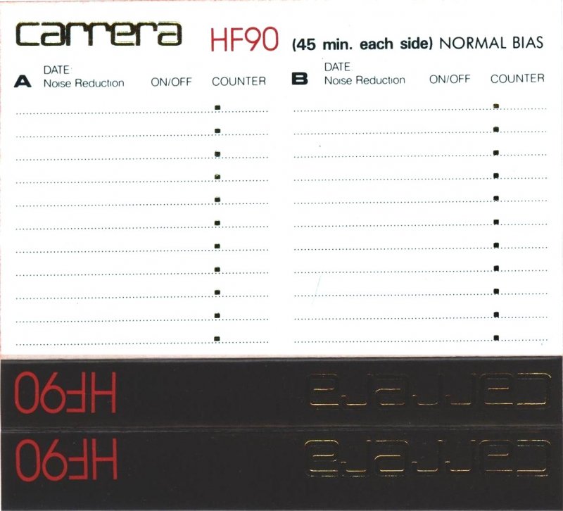 Compact Cassette Carrera HF 90 Type I Normal 1983 USA