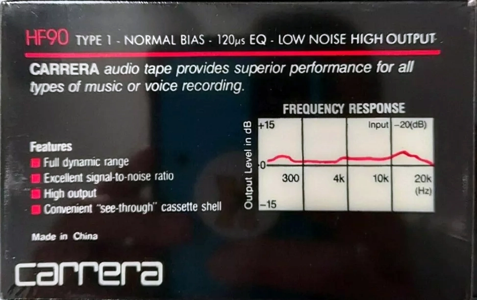 Compact Cassette Carrera HF 90 Type I Normal 1983 USA