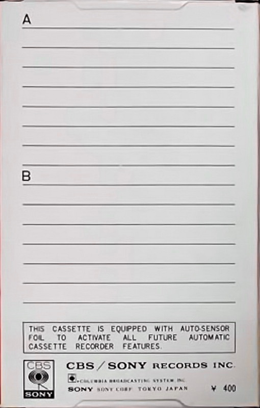 Compact Cassette CBS / Sony Auto-Sensor 60 Type I Normal 1972 Japan