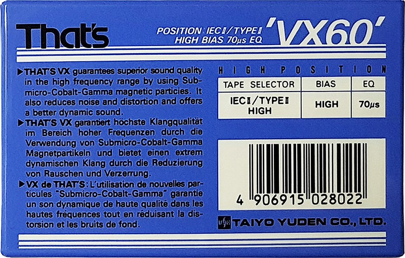 Compact Cassette Thats VX 60 Type II Chrome 1990 Europe