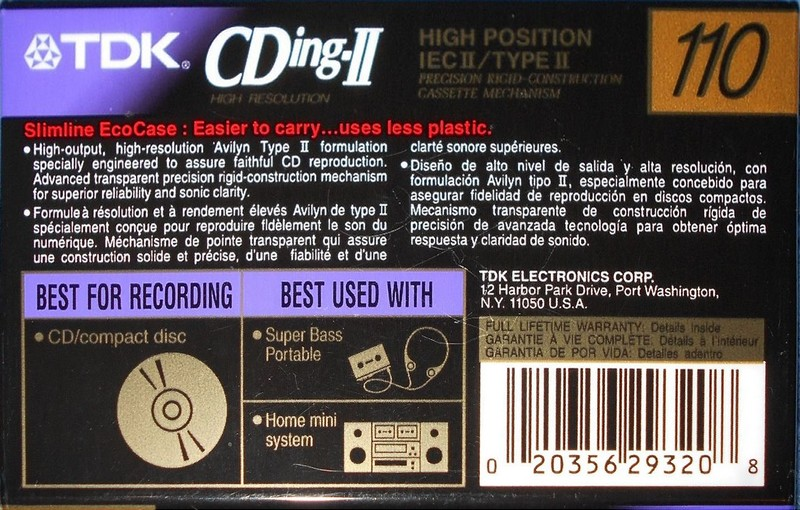 Compact Cassette TDK CDing 2 110 Type II Chrome 1997 North America