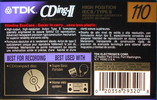 Compact Cassette TDK CDing 2 110 Type II Chrome 1997 North America