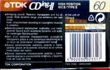 Compact Cassette TDK CDing 2 60 "CDING2-60EB" Type II Chrome 1997 Europe