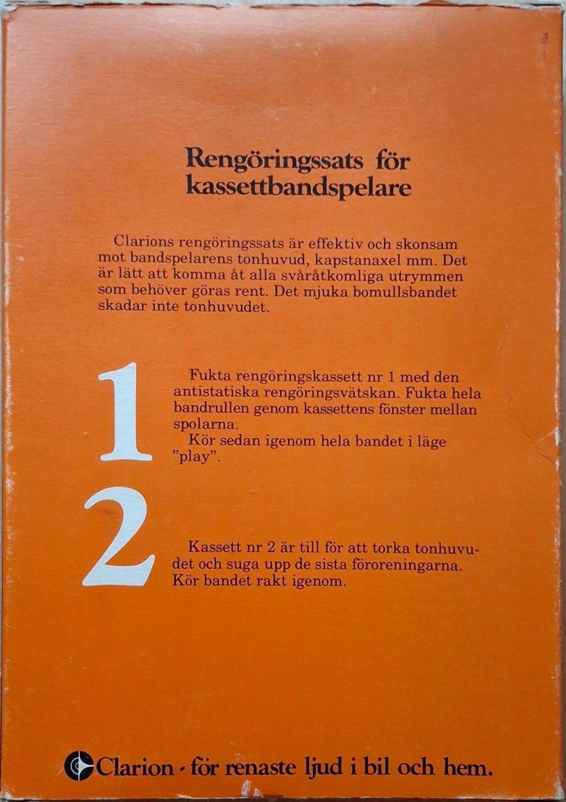 Compact Cassette Clarion Cleaning Cassette Sweden