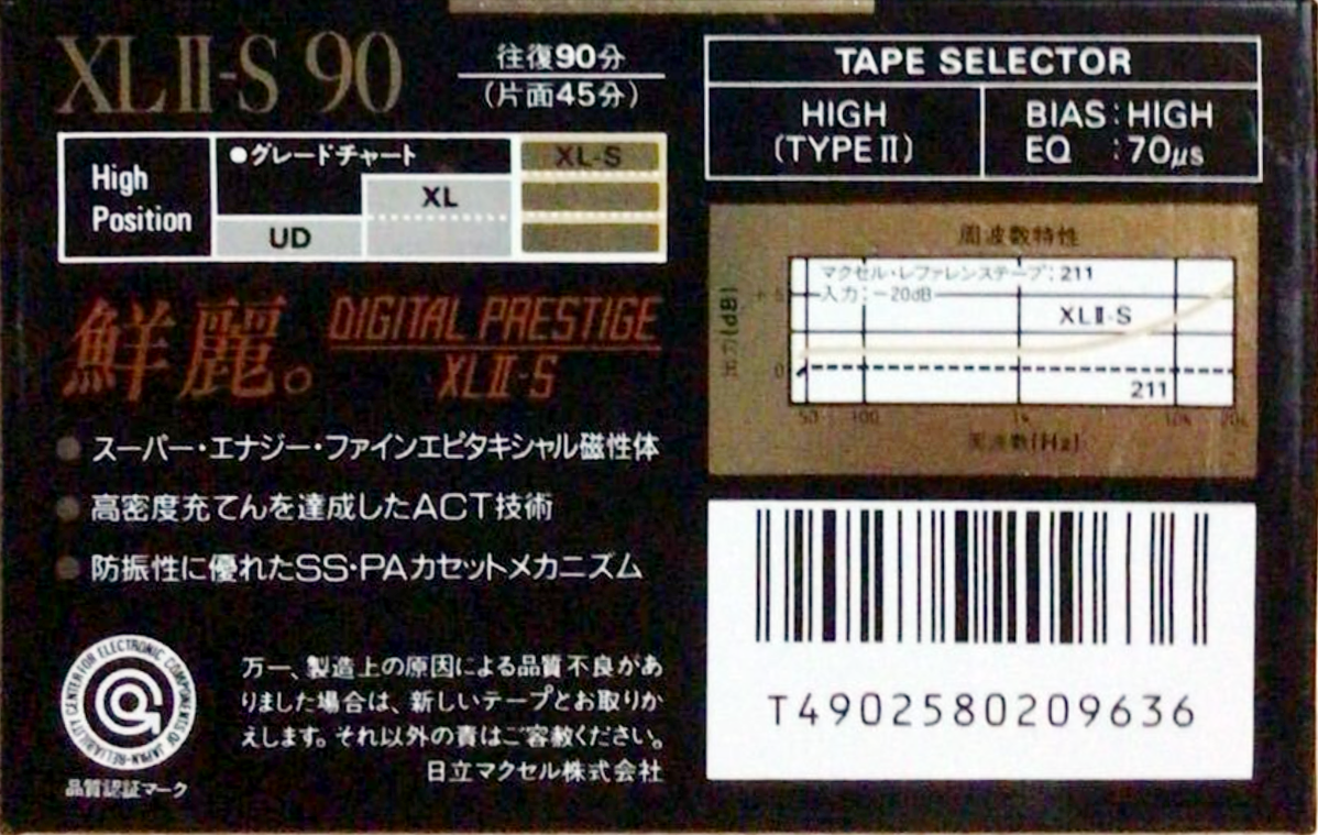 Compact Cassette Maxell XLII-S 90 Type II Chrome 1990 Japan