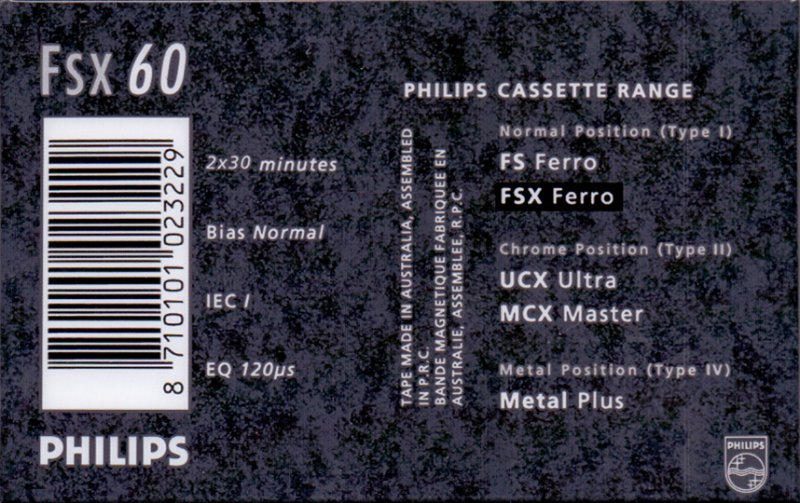 Compact Cassette Philips FSX 60 Type I Normal 1990 Europe