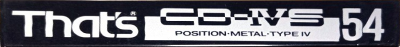 Compact Cassette Thats CD-IVS Suono 54 Type IV Metal 1989 Japan