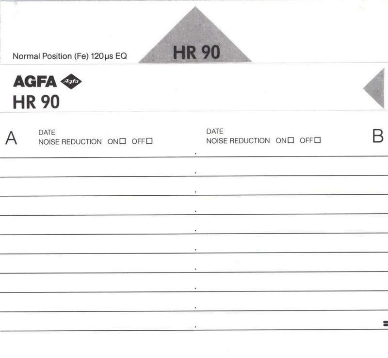Compact Cassette AGFA HR 90 Type I Normal 1989 Europe