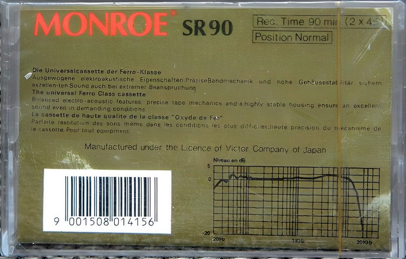 Compact Cassette Monroe 90 "SR" Type I Normal Worldwide