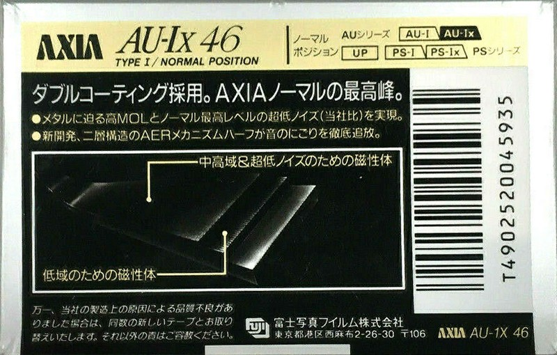 Compact Cassette AXIA AU-Ix 46 "AU-1X 46" Type I Normal 1991 Japan