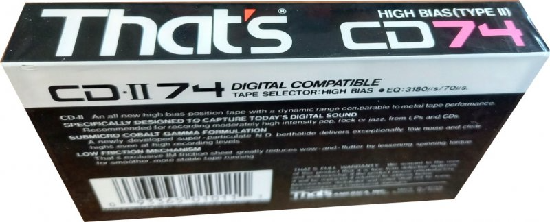 Compact Cassette Thats CD 74 "CD-II" Type II Chrome 1987 USA