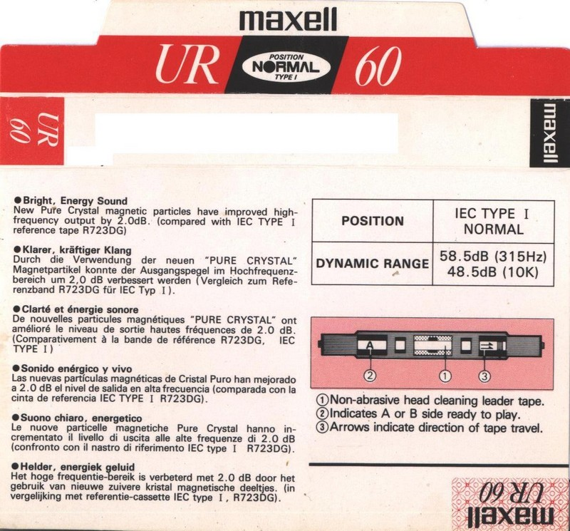 Compact Cassette Maxell UR 60 Type I Normal 1991 Europe