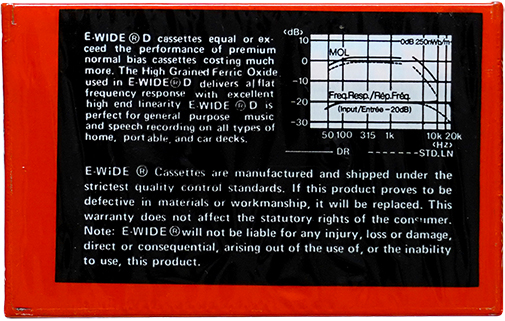 Compact Cassette E-Wide D 60 Type I Normal 1988 Hong Kong
