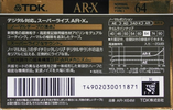 Compact Cassette TDK AR-X 64 "AR-X64M" Type I Normal 1990 Japan