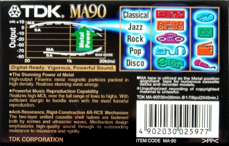 Compact Cassette TDK MA 90 "MA-90" Type IV Metal 1997 Europe