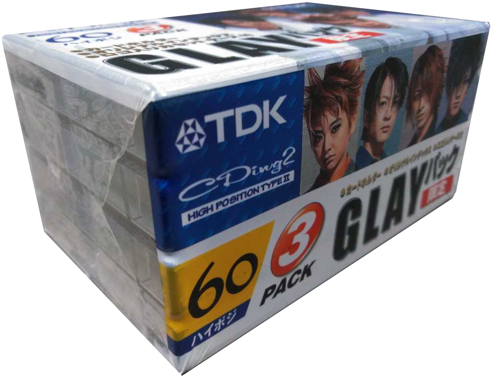 3 pack TDK CDing 2 60 "CD2-60X3R-GL2 GLAY" Type II Chrome 1998 Japan