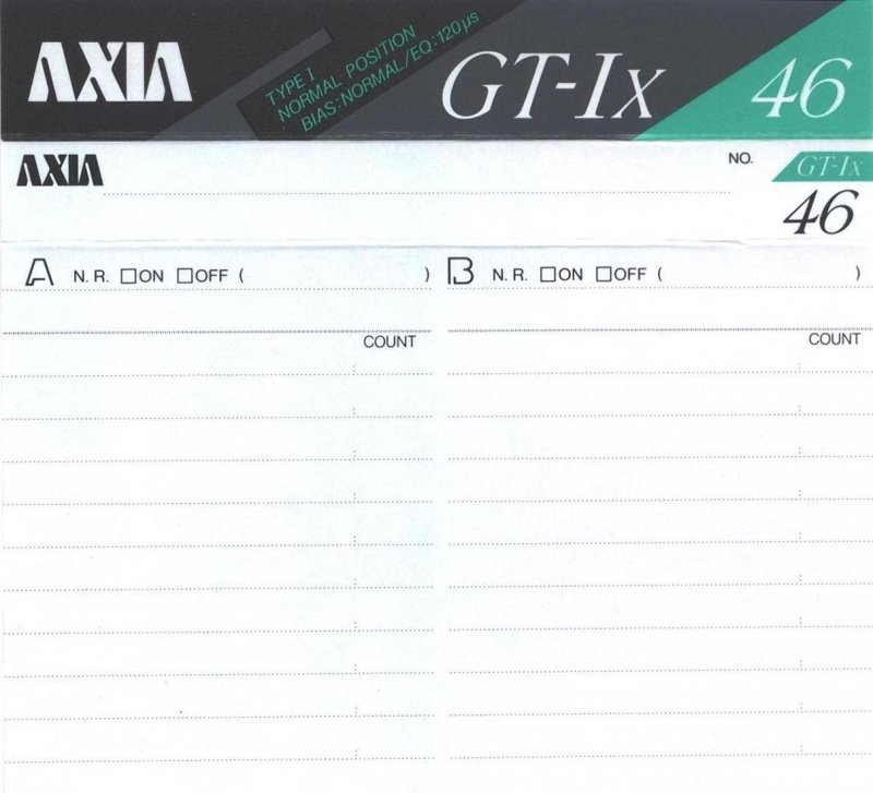 Compact Cassette AXIA GT-Ix 46 Type I Normal 1988 Japan