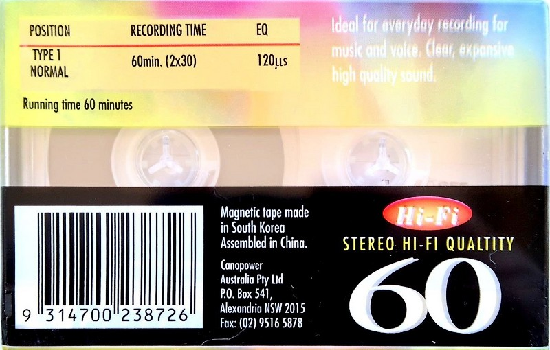 Compact Cassette Canopower 60 "Extra HQ" Type I Normal Australia