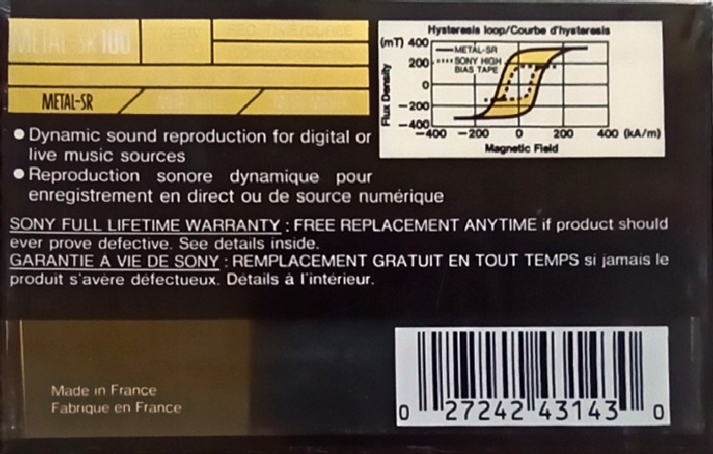 Compact Cassette Sony Metal SR 100 Type IV Metal 1989 Europe