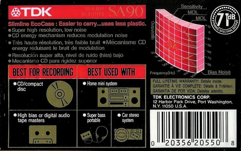 Compact Cassette TDK SA 90 Type II Chrome 1992 North America