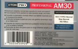 Compact Cassette TDK PRO AM 30 "AM30" Type I Normal 1997 North America